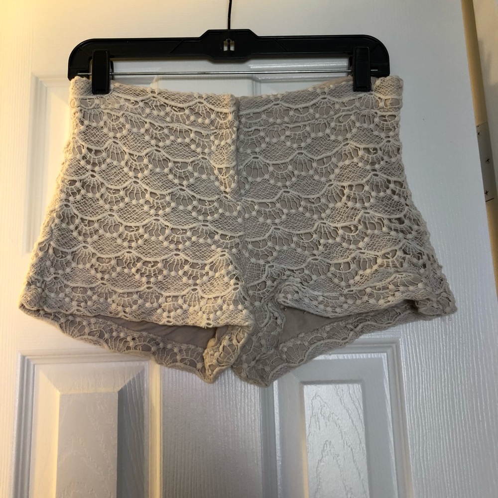 Express Beige Textured Shorts